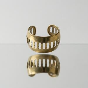 Vintage Cut-Out Brass Cuff Bracelet, Vintage Metal Jewelry Piece